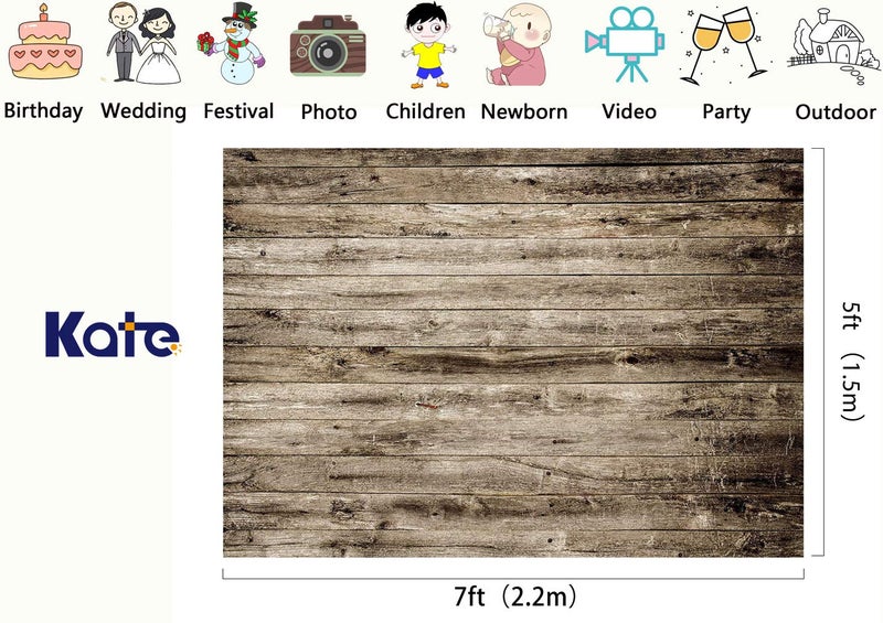 Kate 7x5ft Microfiber Rustic Wood Texture Backdrops for Photoshoot Vintage Wooden Wall Photo Background Adults Kids Portrait Backdrop Props - Image 2